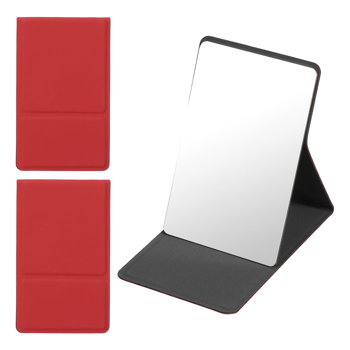2 Pack Compact Folding Mirror with Case - Red, 3.5 x 2.2 Inches