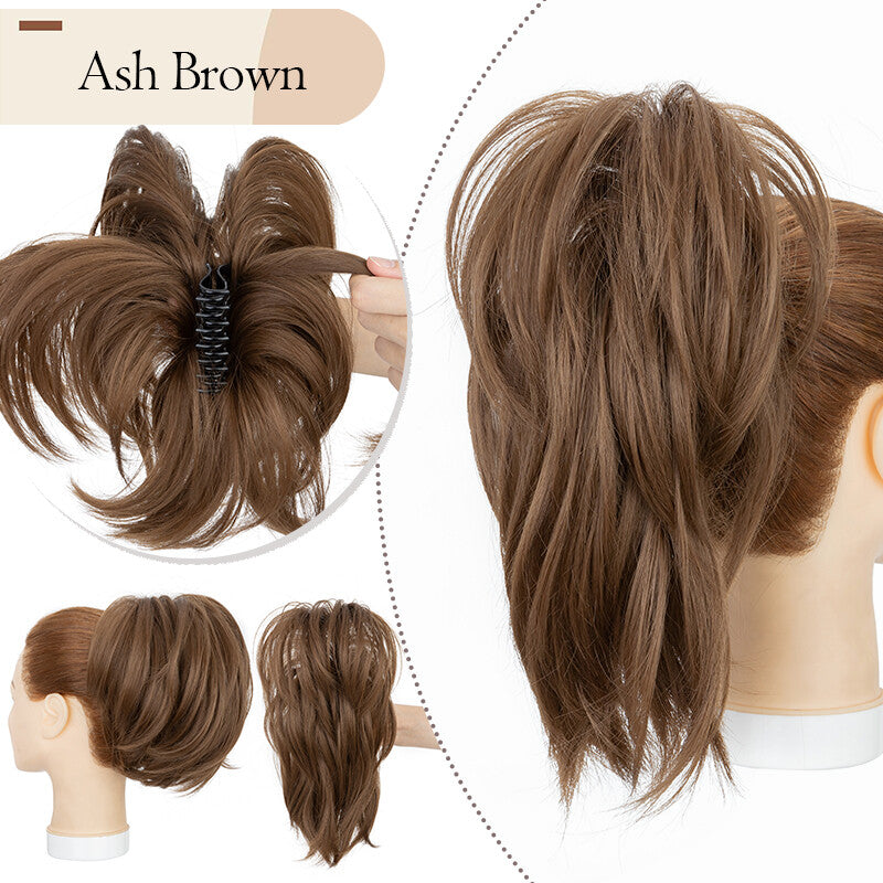 Messy Bun Scrunchie Hair Ponytail Claw Clip Updo Extensions - Thick Ombre