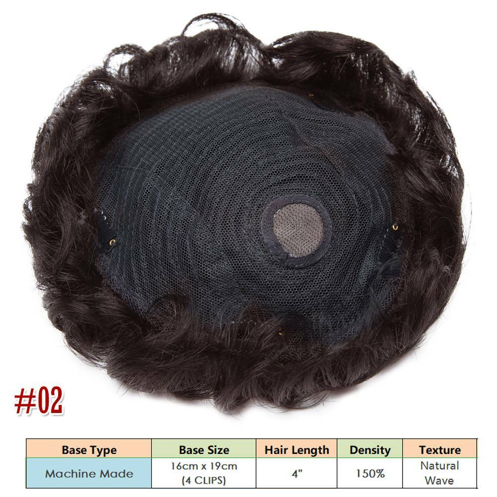 Men's Hair Replacement System Toupee Human Hair Skin V Loop - Natural-Looking Hairpiece