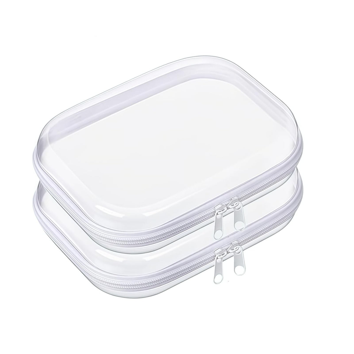 2 Pack Clear Hard Shell Travel Organizer Cases with Zipper