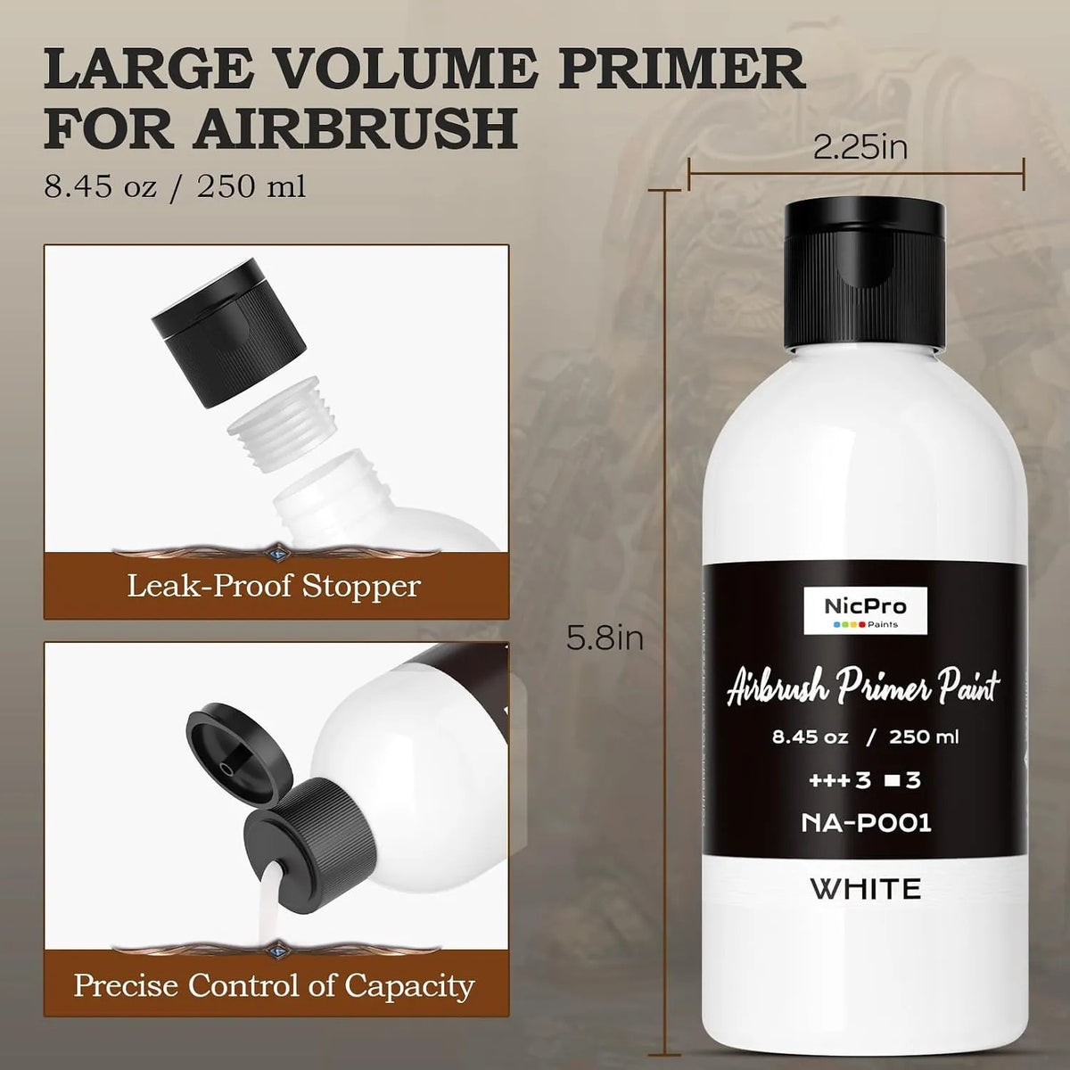 Acrylic Airbrush Primer for Models and Miniatures - Matte Finish, 8.4oz