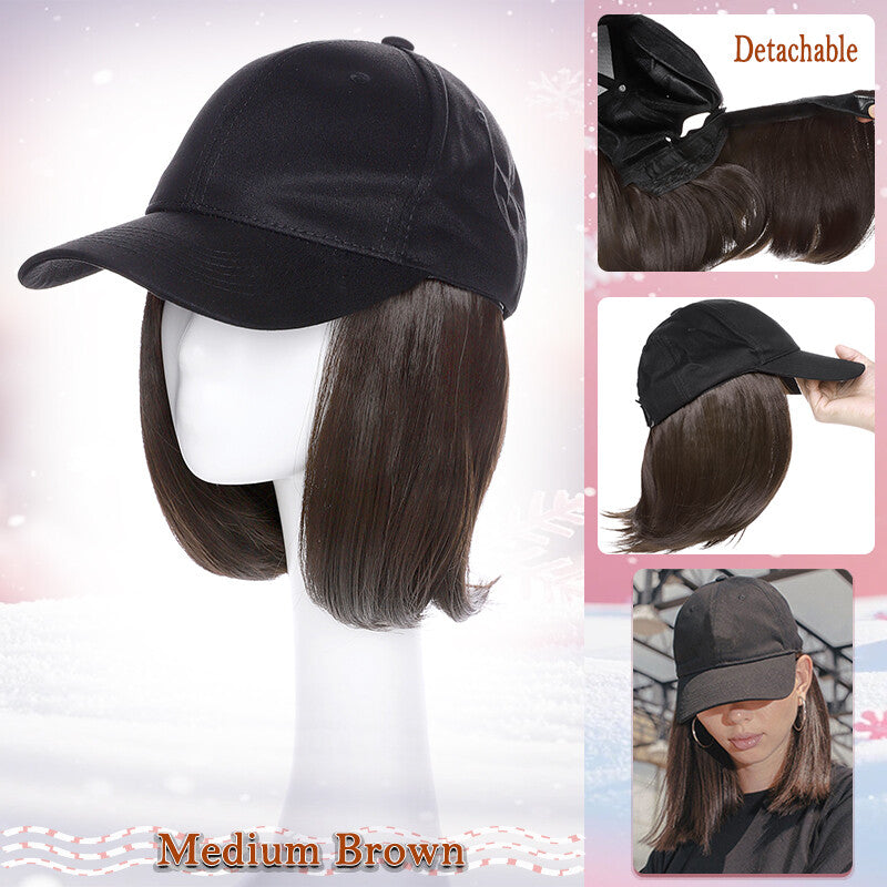 Unisex Wavy Long Hair Beret Cap with Synthetic Hair - Casual Hat Wig