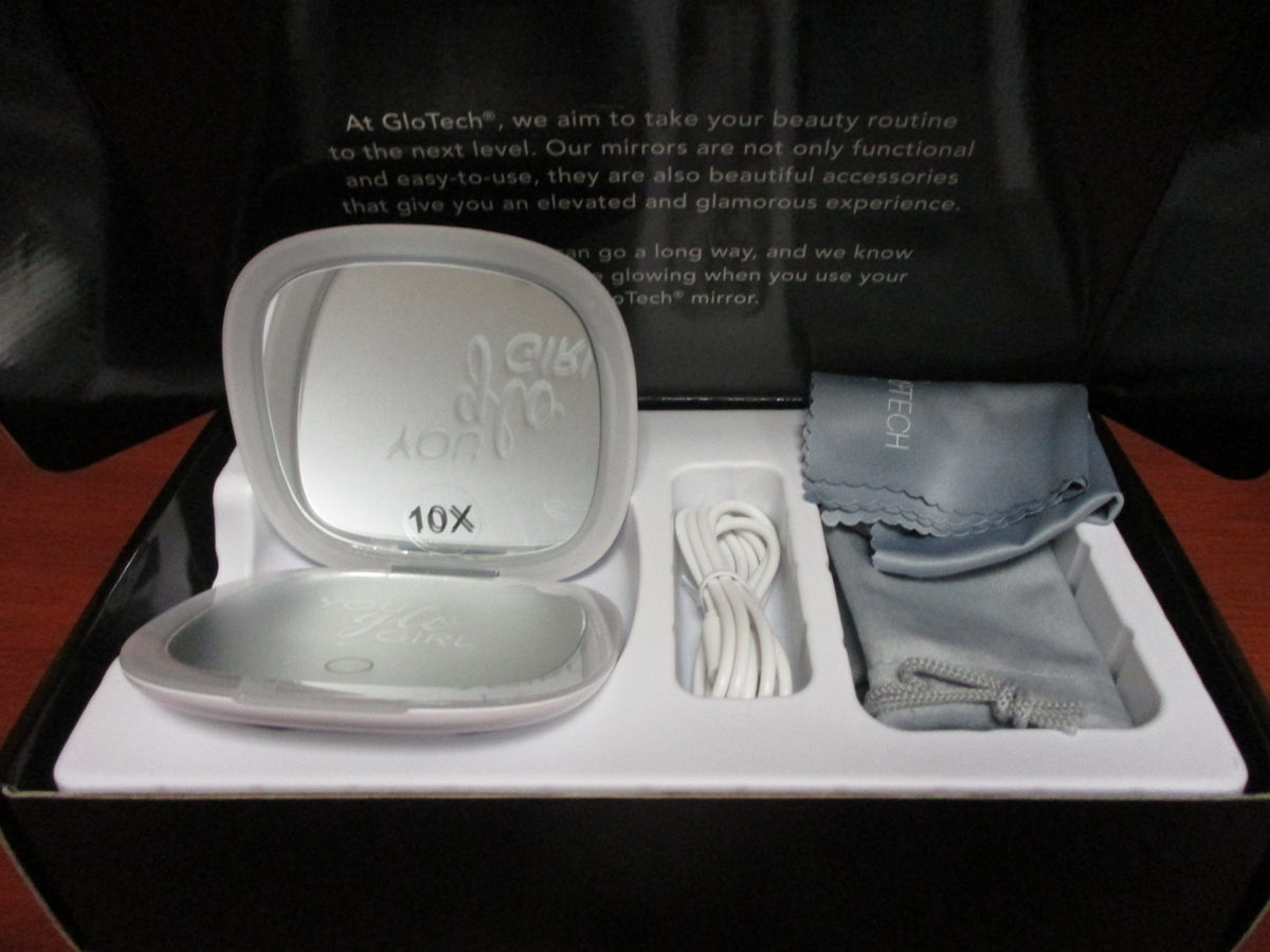 LED Compact Makeup Mirror with 1x & 10x Magnification — Portable, Dual Light