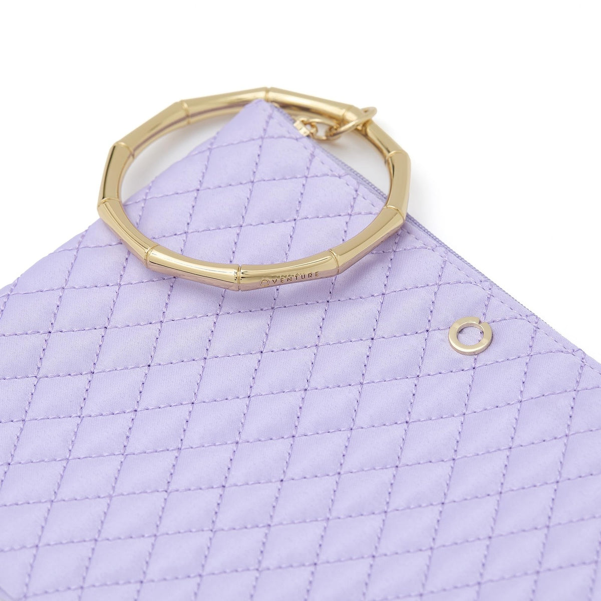 Lavender Bracelet Pouch Clutch Bag with Bamboo Bangle - Women's Wristlet