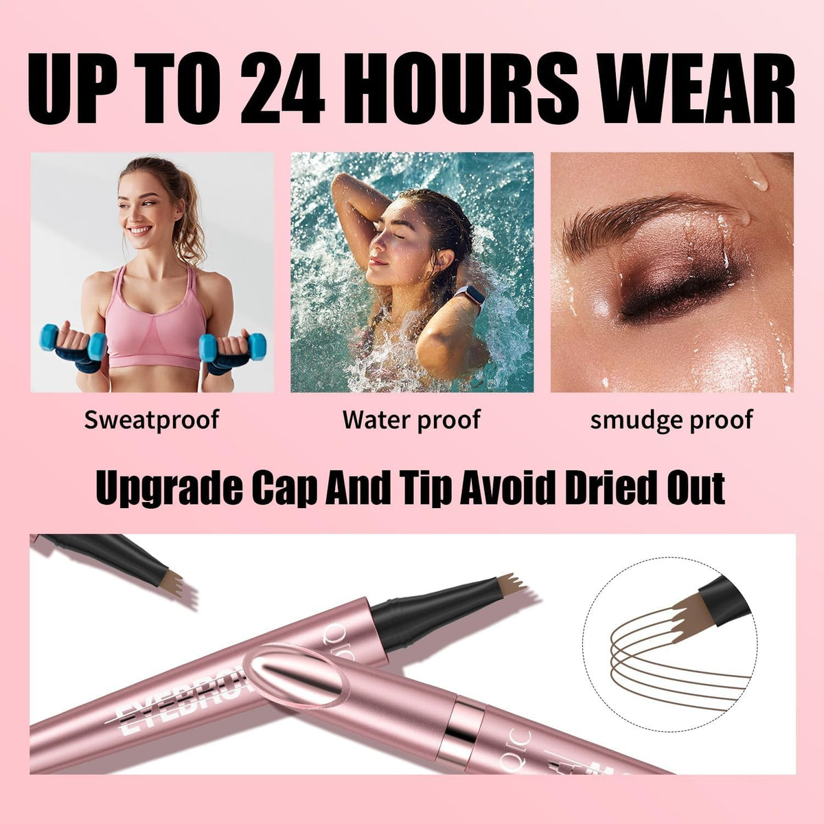 Microblading Eyebrow Pen Waterproof Hair Stroke Brow Marker - Black