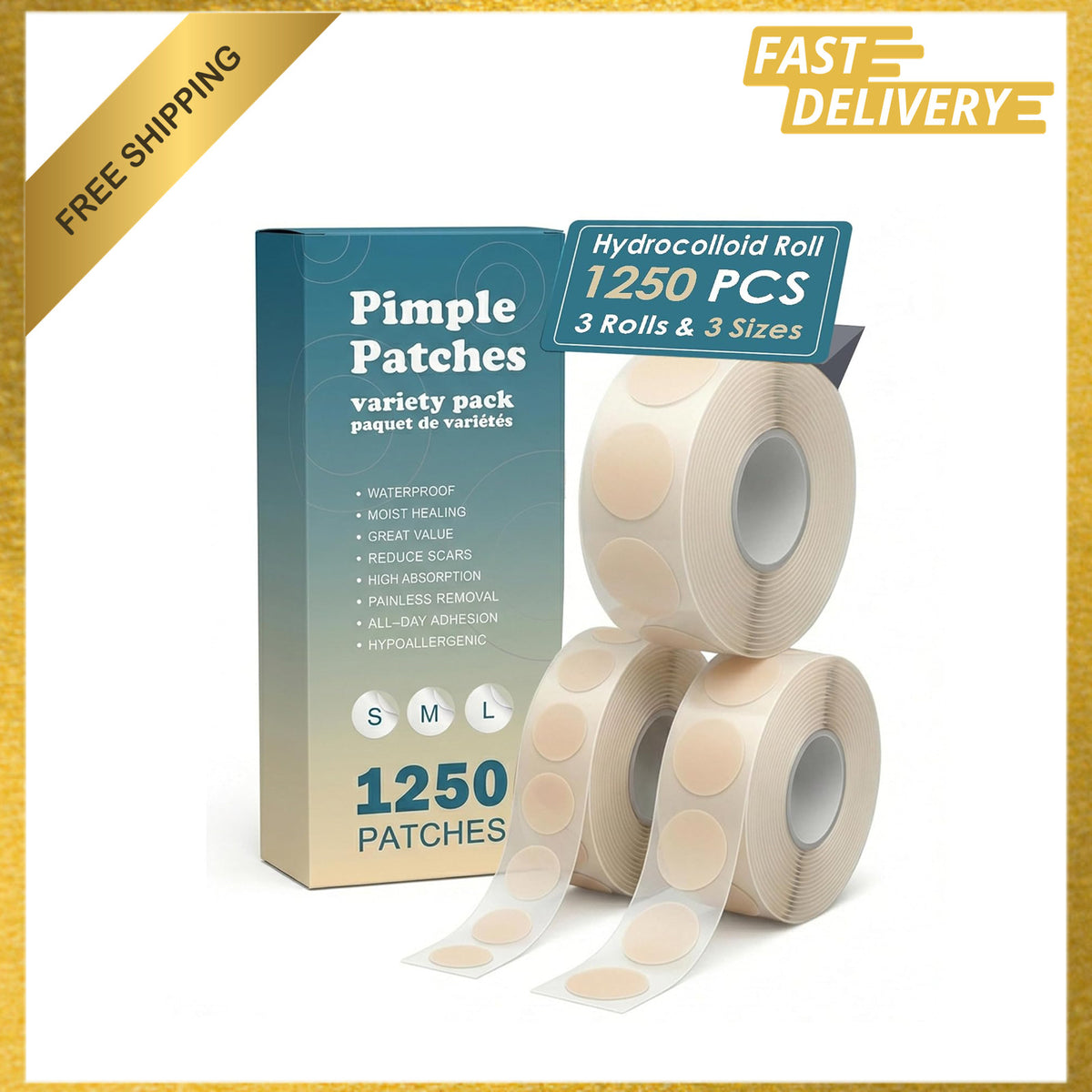 Hydrocolloid Acne Patches Set - 1250 Clear Facial Blemish Cover