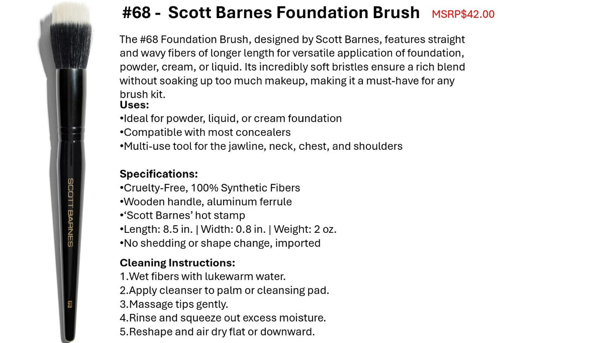 Scott Barnes Foundation Brush #68 - Professional Makeup Brush Sealed New