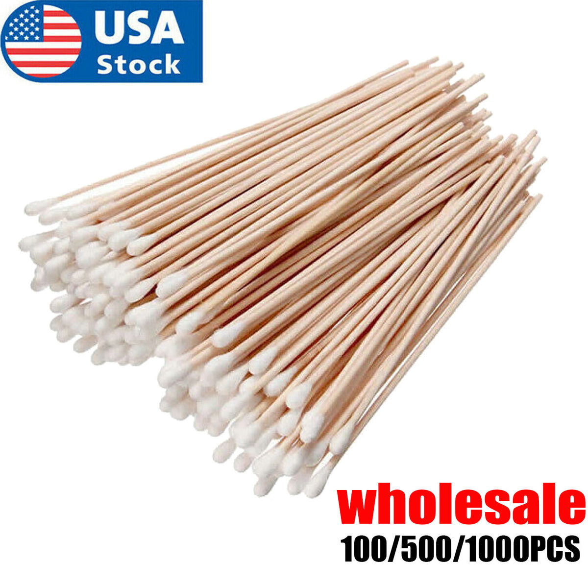 Long Wooden Handle Cotton Swabs - Bulk Cleaning Applicators Wholesale
