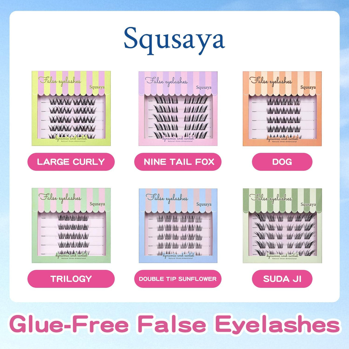 Pre Glued Eyelash Clusters Set U65 - Natural False Lashes for Easy Wear