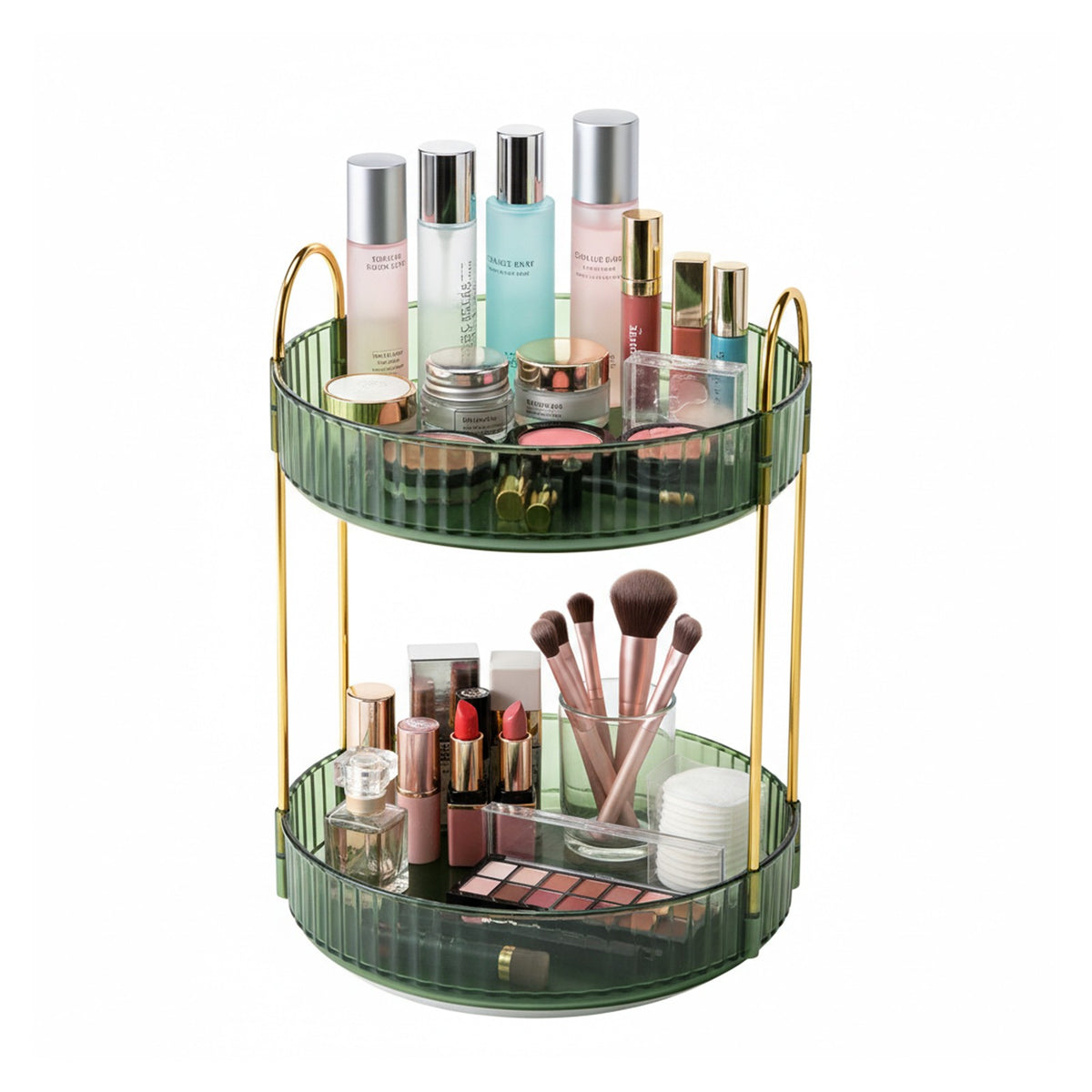 Rotating 2-Tier Cosmetic Storage Organizer for Vanity and Bathroom