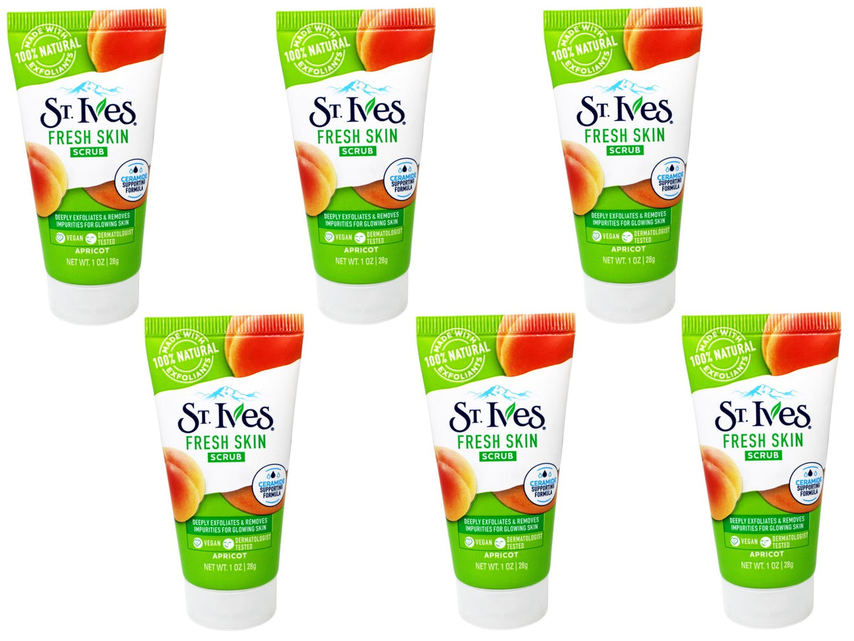 St. Ives Fresh Skin Scrub, Deep Exfoliator, Apricot, 1 OZ - 6 Pack