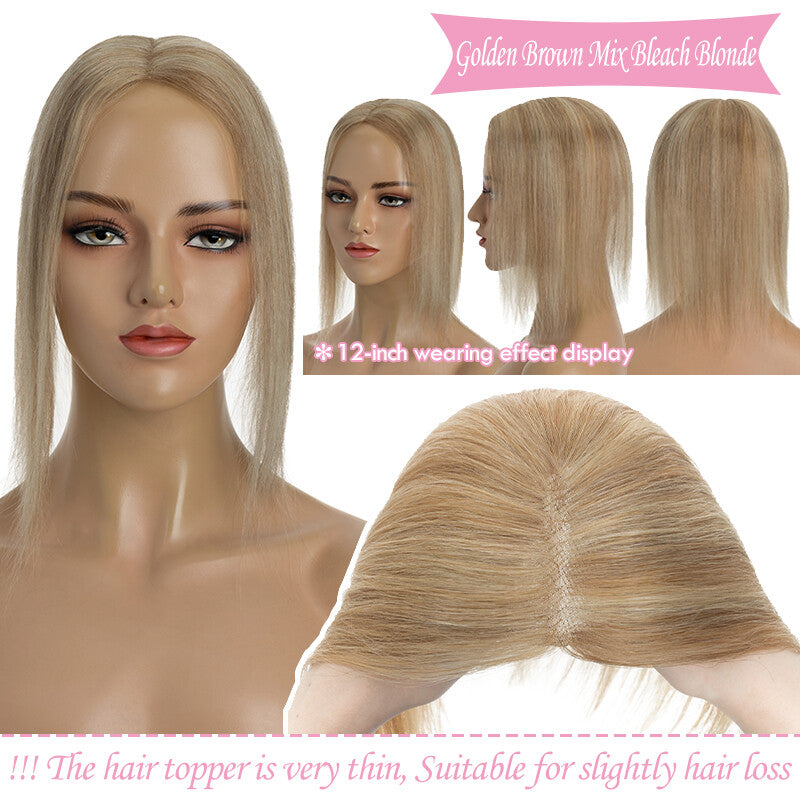 Remy Human Hair Topper Clip-In Lace Base Hairpiece for Women - Multiple Variants