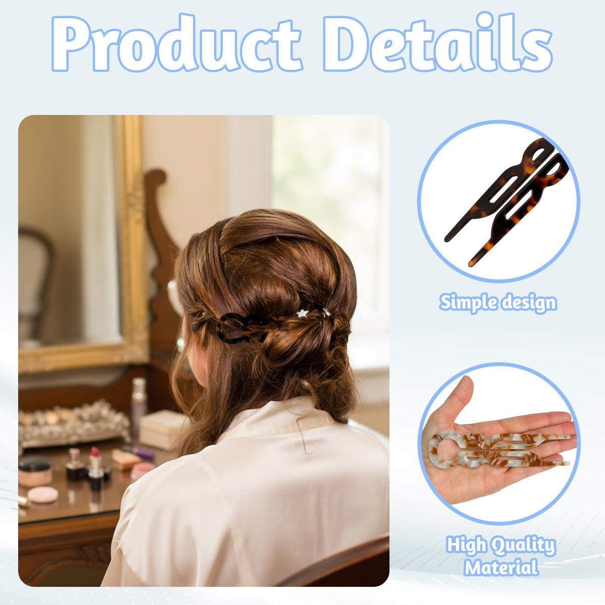 Prestige Hair Pin, 6 French Pins, U Shaped 1 Count (Pack of 6),