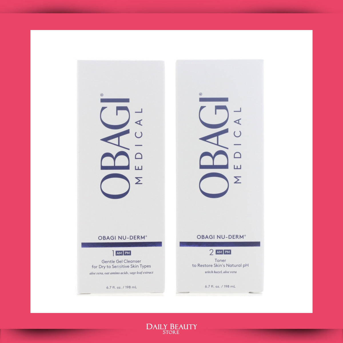 Obagi Nu Derm Gentle Cleanser & Toner Duo 6.7oz 200ml - Gentle Skin Care Set
