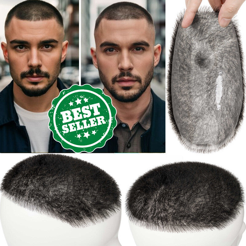 Men's 5x7 PU Skin Hair Replacement System Short Buzz Cut Toupee