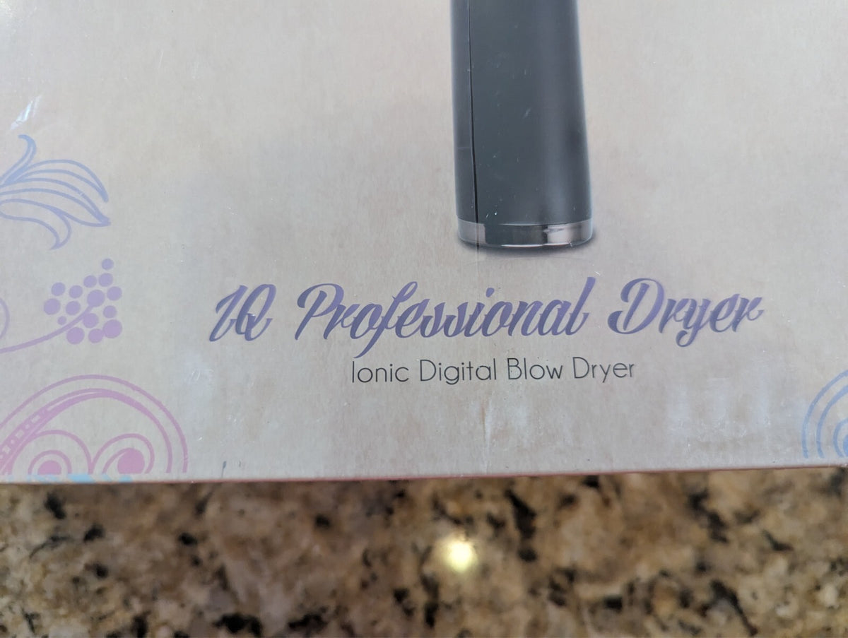 Professional Ionic Digital Hair Dryer - Black, 110,000 RPM, Self-Cleaning