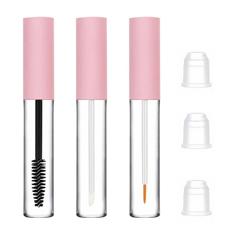 3 Pack 10ml Clear Refillable Cosmetic Tubes with Wands - Leak-Proof Makeup Containers