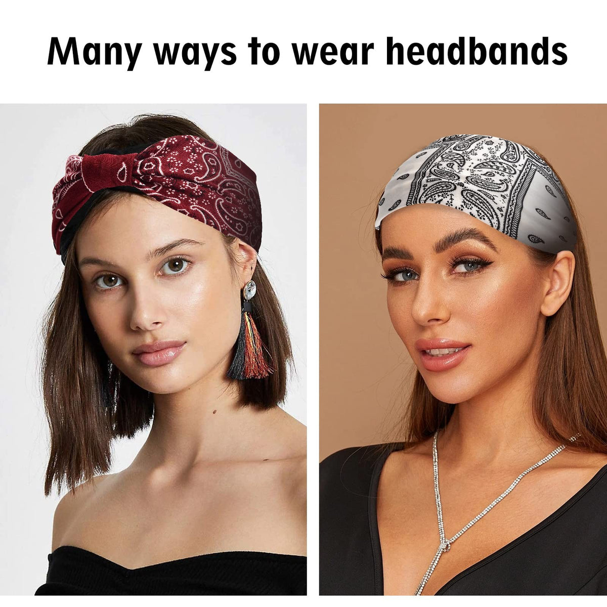 Wide Bandana 6 Count (Pack of 1), No10(new paisley colors pcs)
