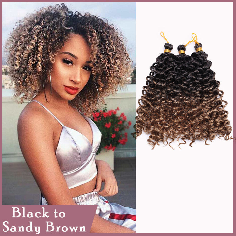 Water Wave Crochet Hair Extensions - Ombre Deep Curl Synthetic Braiding Hair