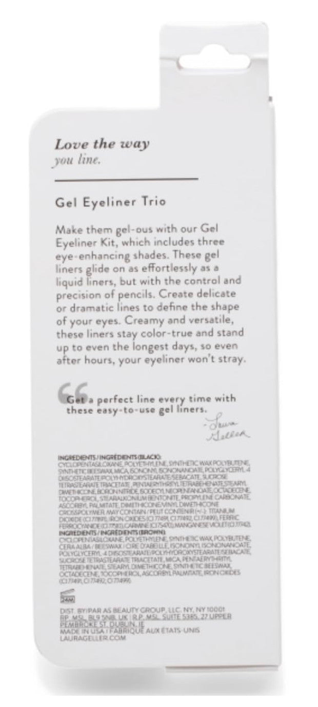 Gel Eyeliner Set - 2 Black & 1 Brown, Long-Lasting, Smudge-Proof, 0.012 oz