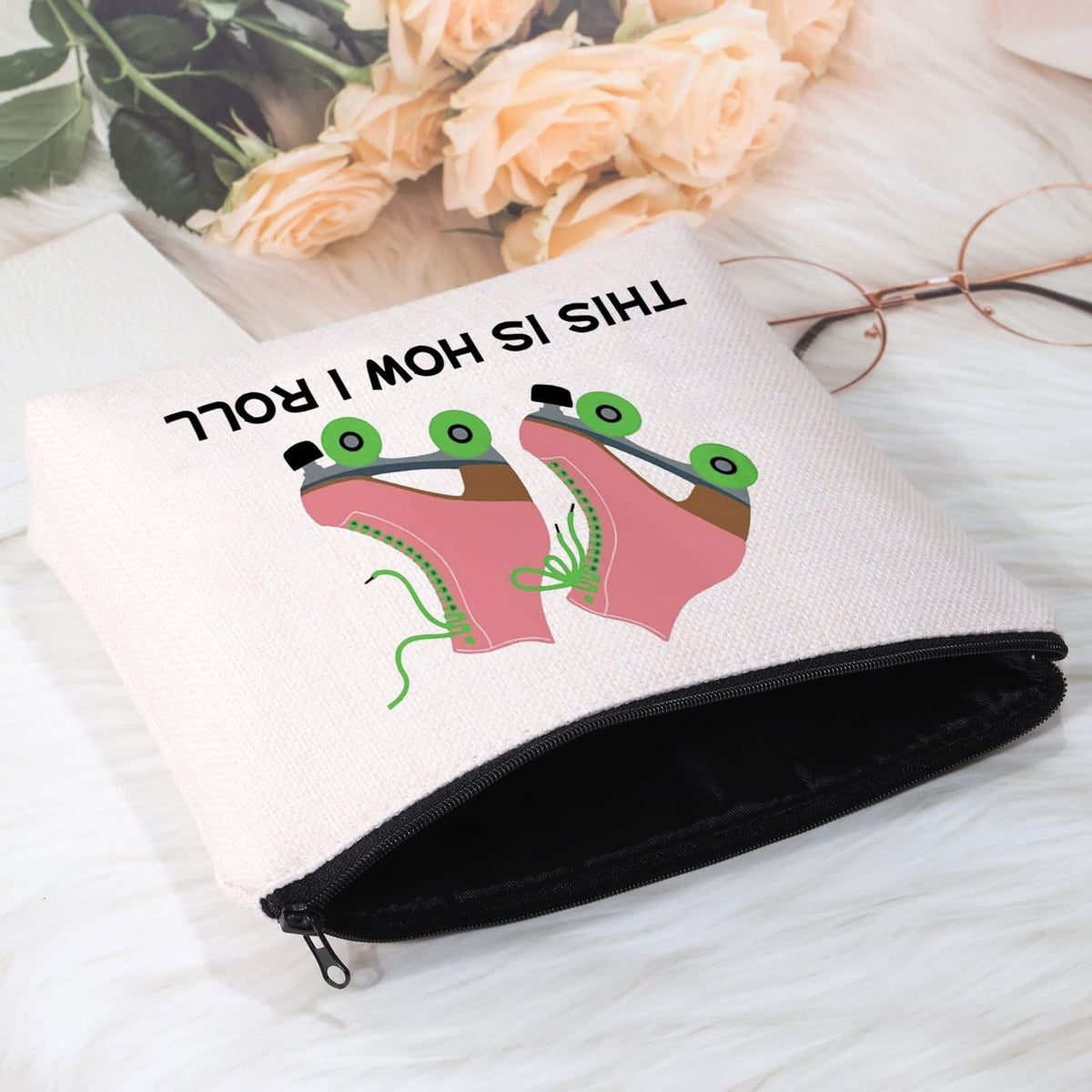 Roller Skater Gift Makeup Bag - Cute Travel Cosmetic Organiser