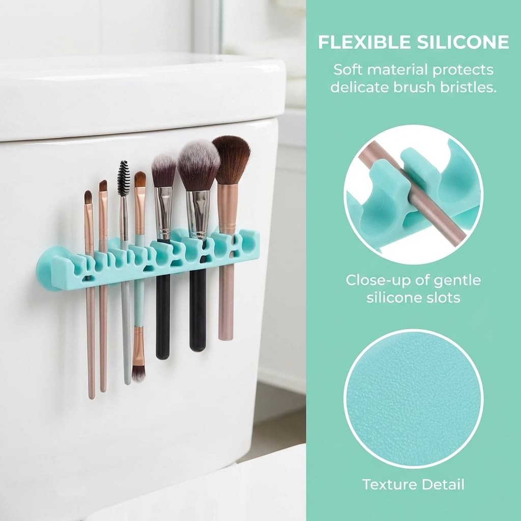 Silicone Makeup Brush Holder Storage Rack Drying Shelf Organizer