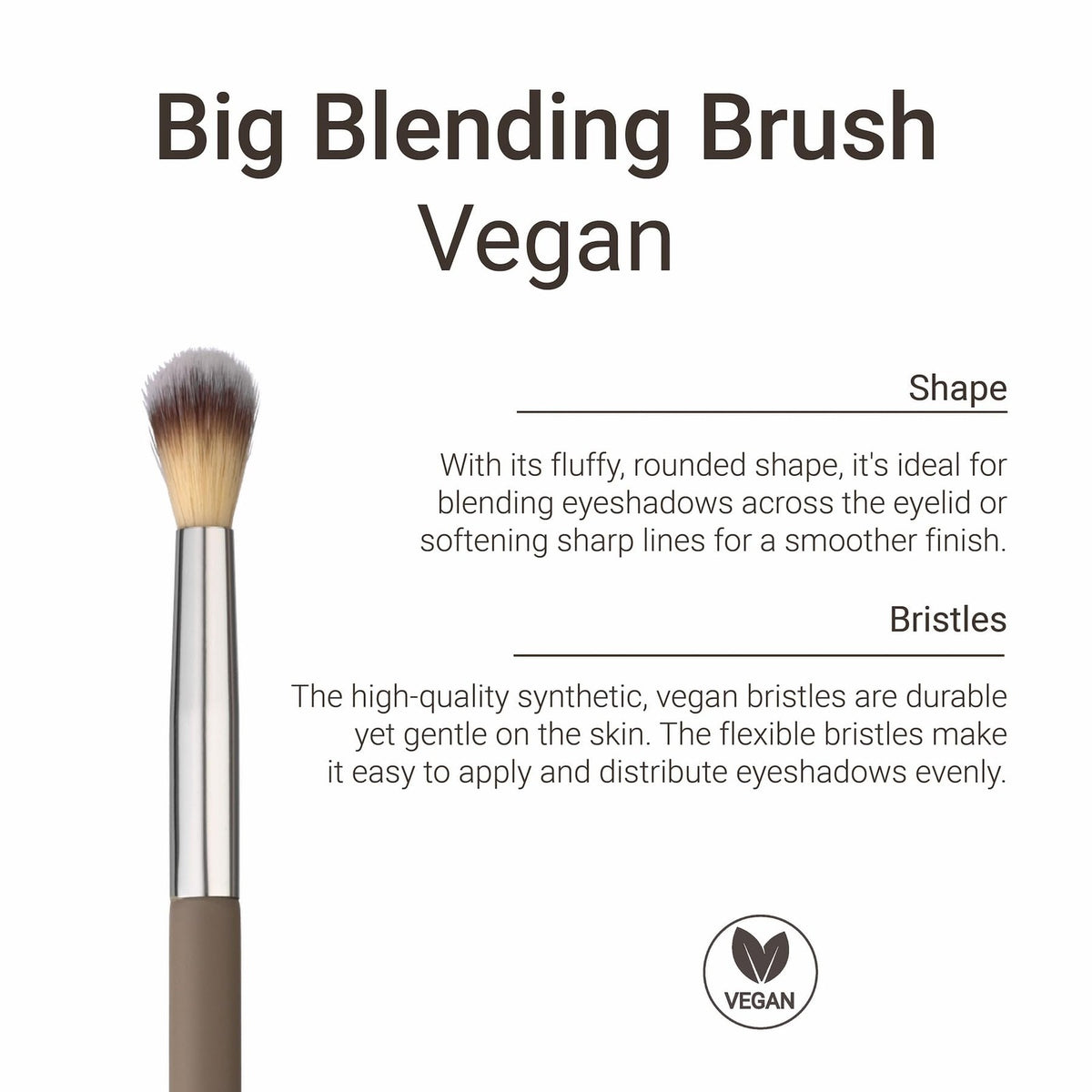 Eyeshadow Blending Brush - Soft Vegan Bristles, Beige Makeup Tool