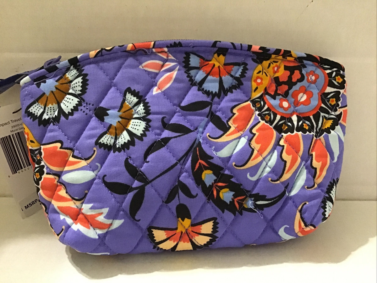 Vera Bradley Mural Garden Compact Travel Cosmetic Bag - New