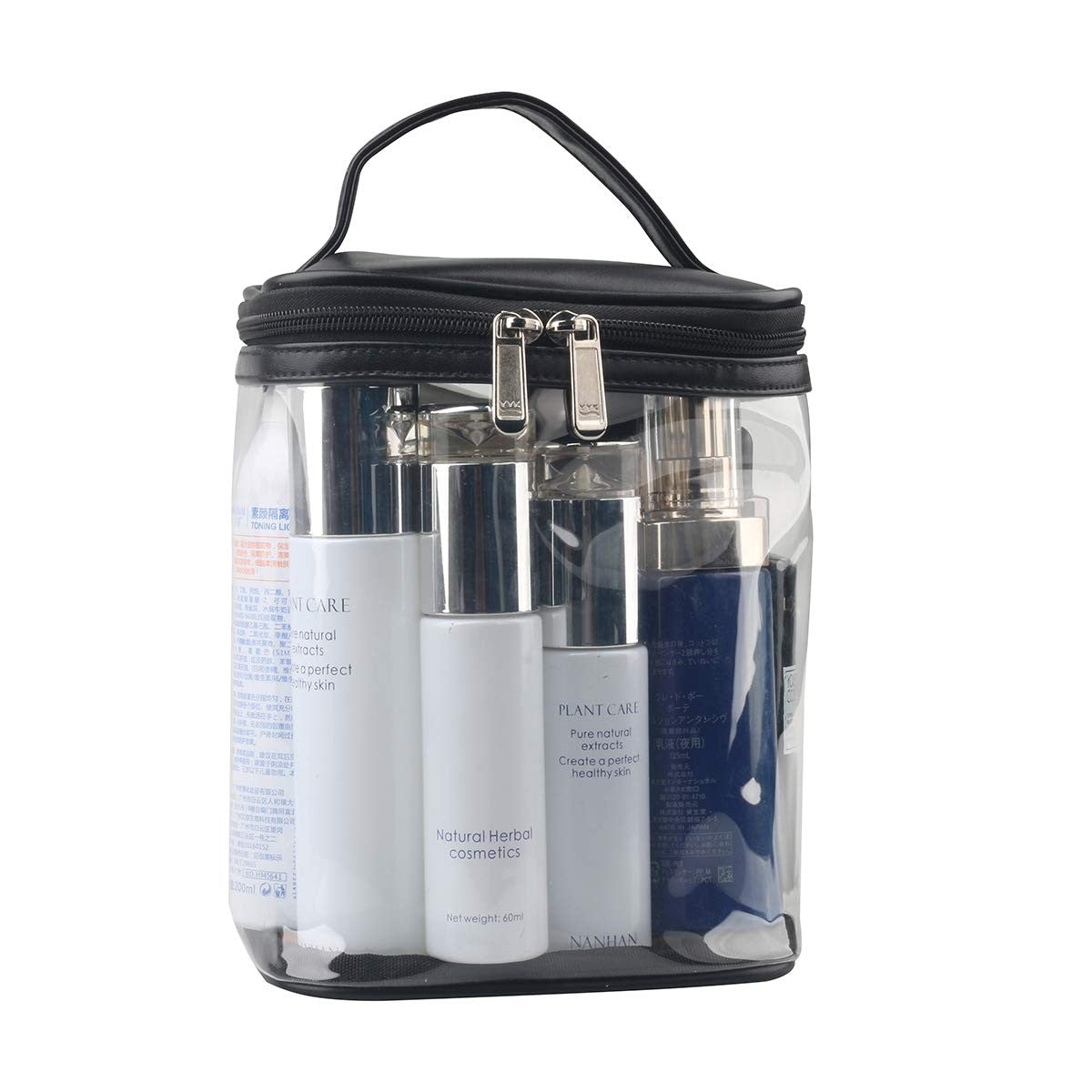 Clear Makeup Bag with Inner Pocket - Large Storage Organizer, Black