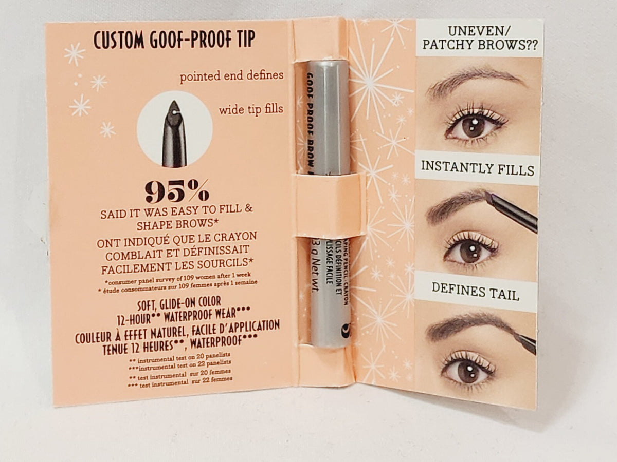 Benefit Goof Proof Brow Pencil #5 Warm Black Brown Waterproof Travel Size