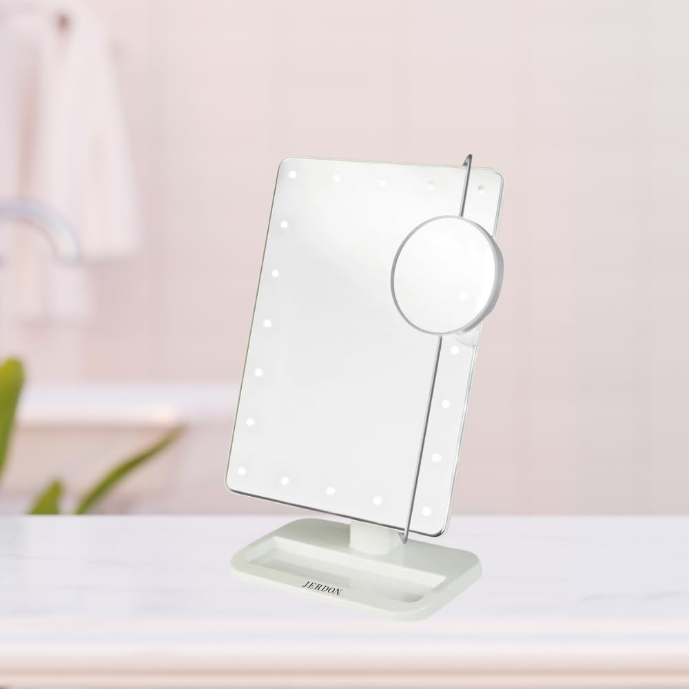 Lighted Tabletop Mirror with 10X Magnification for Makeup & Grooming