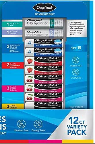 Assorted Lip Balm Pack - Cherry, Strawberry, Vanilla & Eucalyptus Mint, 12 pcs