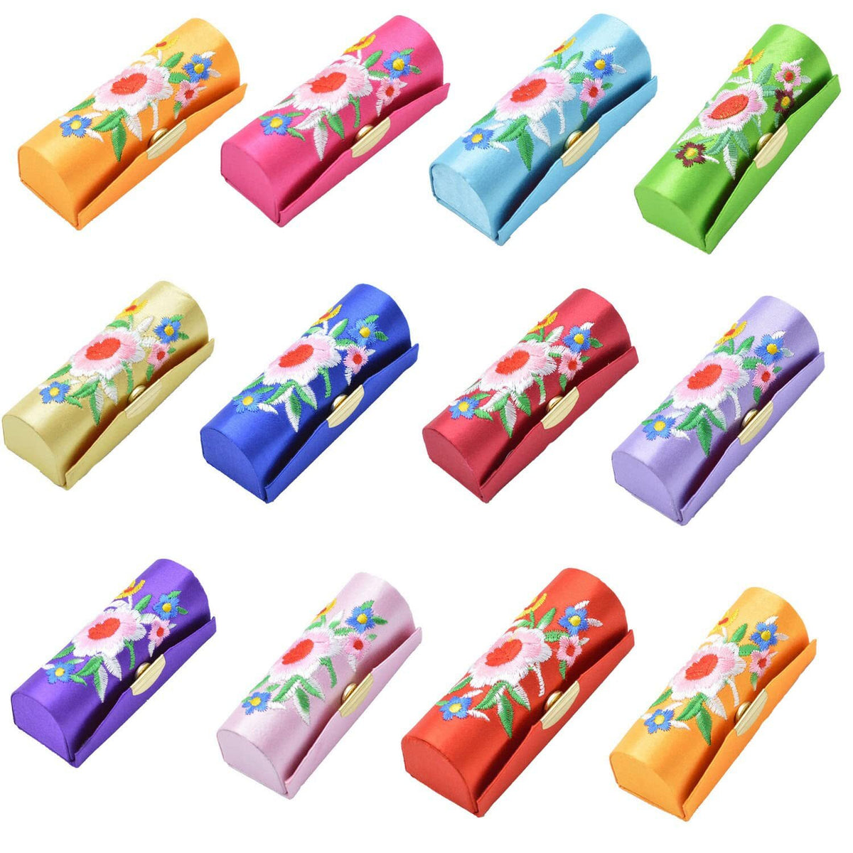 12 Pack Floral Lipstick Cases with Mirror Travel Makeup Storage Organizer