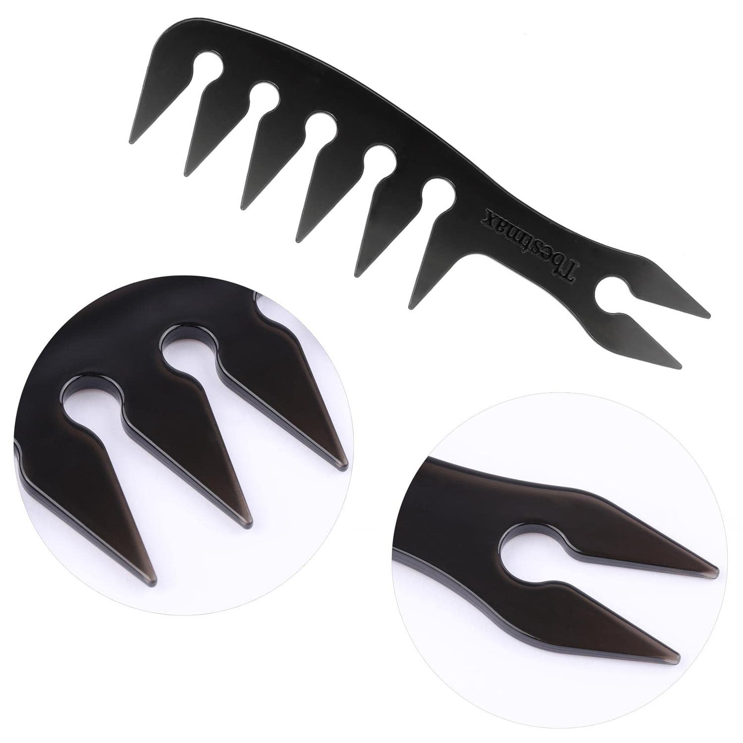 Hair Comb Styling Set Double-Side Tail Combs 2 Pieces - Black