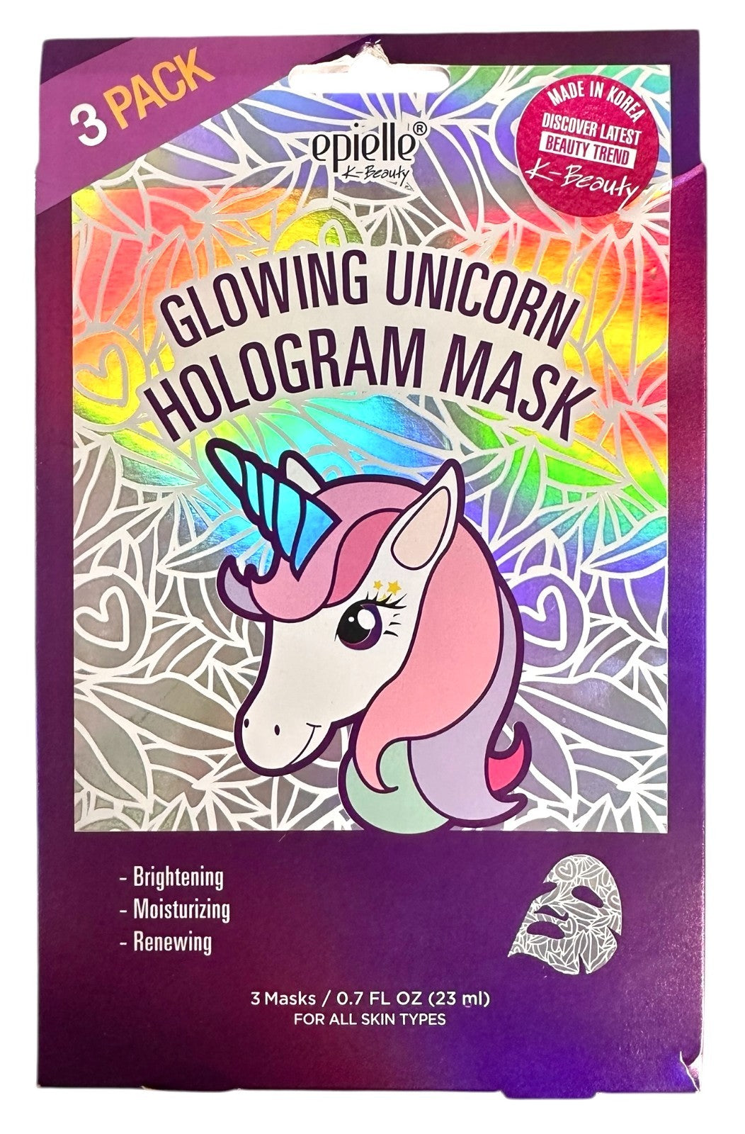 Glowing Unicorn Hologram Sheet Mask - 3 Count
