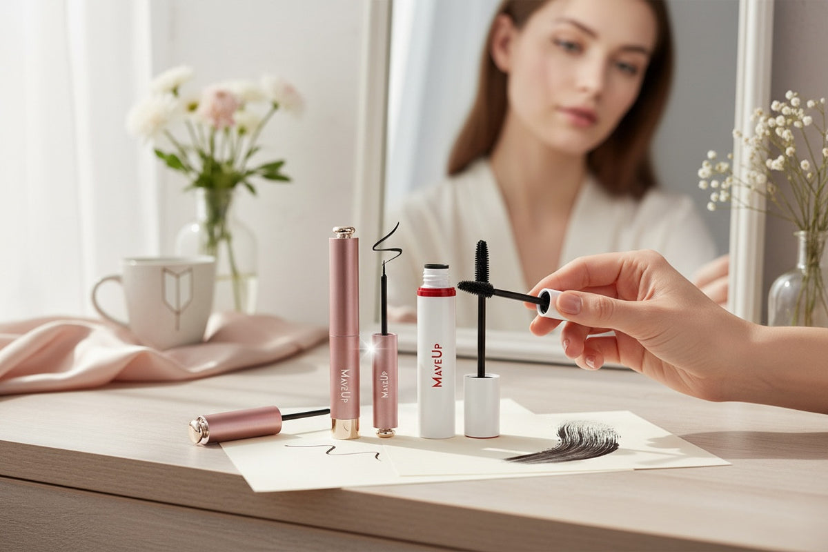Eyeliner & Mascara Set for Eye Makeup - Waterproof, Smudge-Proof, Voluminous