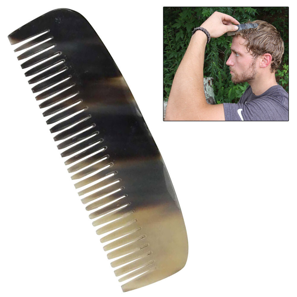 Handmade Bovine Horn Carved Medieval Comb - Natural Hair Styling Tool