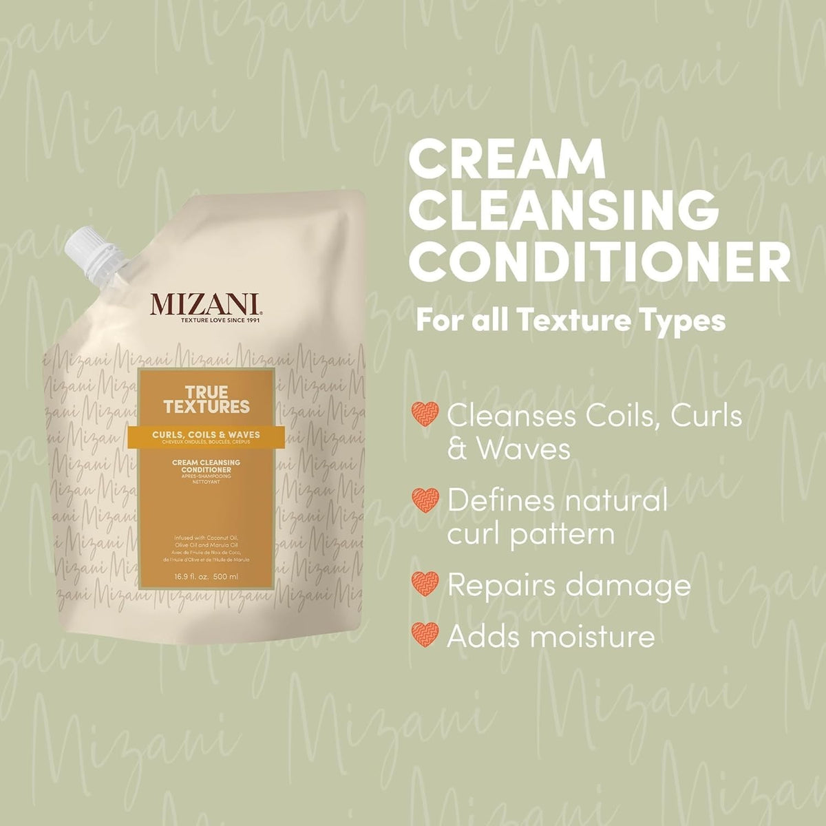 Cream Cleansing Conditioner for Curly Hair - Hydrating & Repairing 16.9oz Pouch