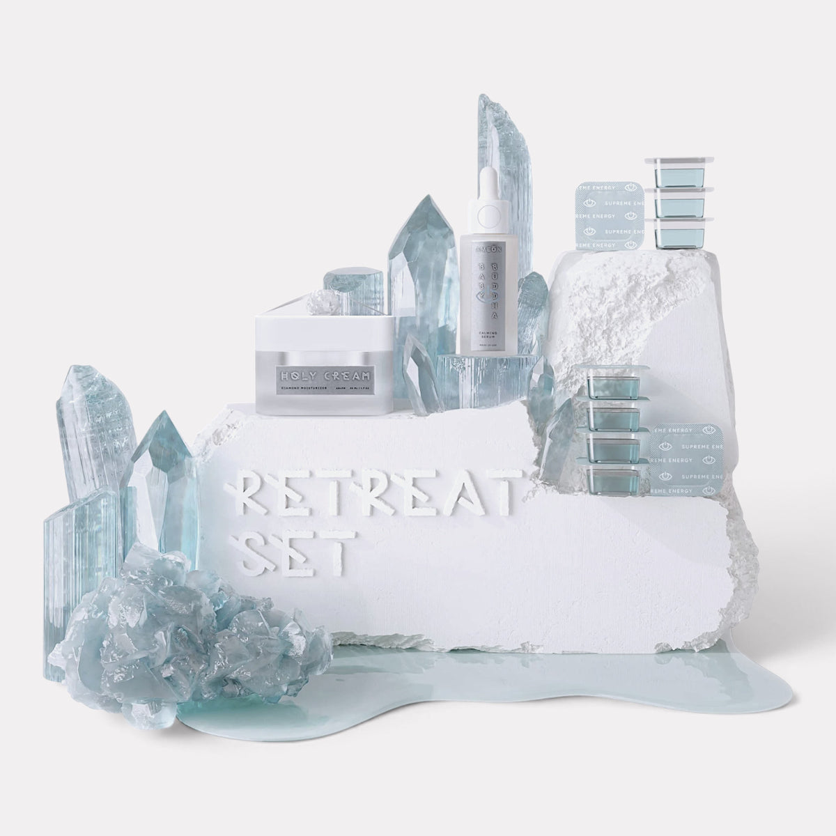Skincare Set with Ice Cubes, Serum & Moisturizer - Gift Box