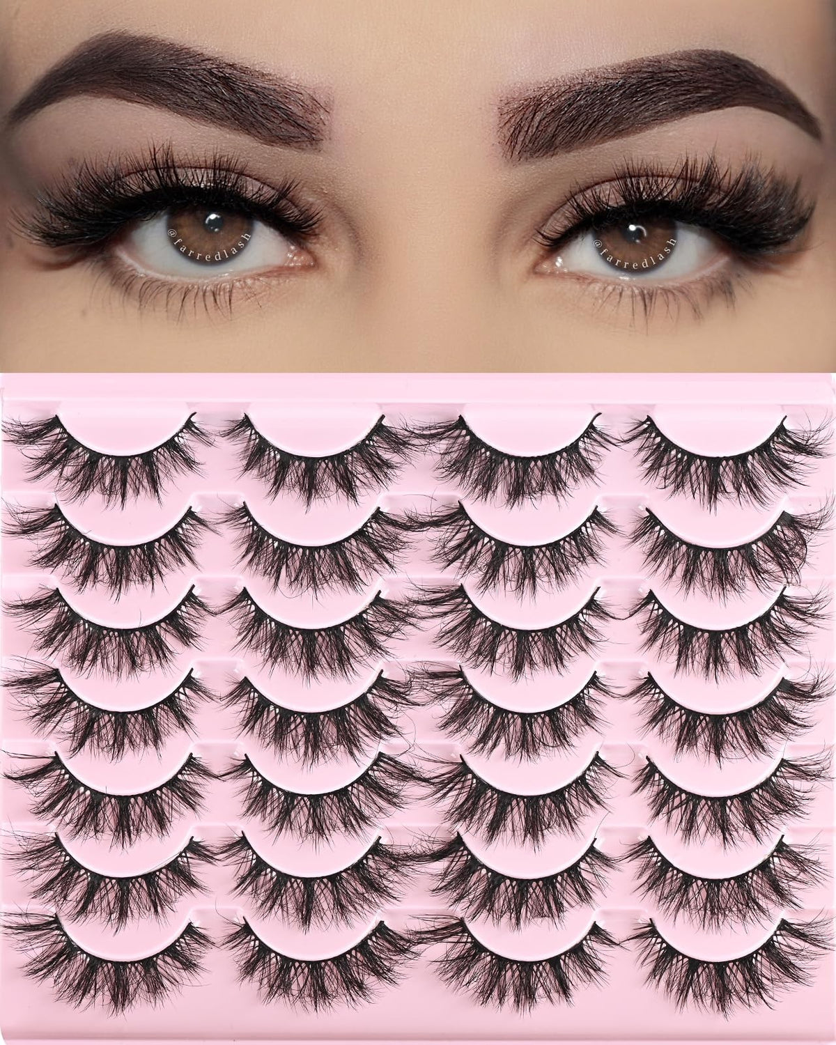 Short Natural Cat Eye Lashes 15mm - 14 Pairs Black Faux Synthetic