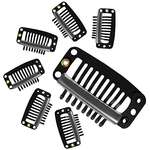 30 Pieces 32 mm 9-teeth Hair Extension Clips Wigs Snap Black