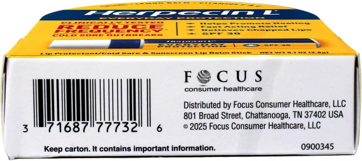 SPF 30 Lip Balm Stick for Cold Sores & Sun Protection - 3 Pack