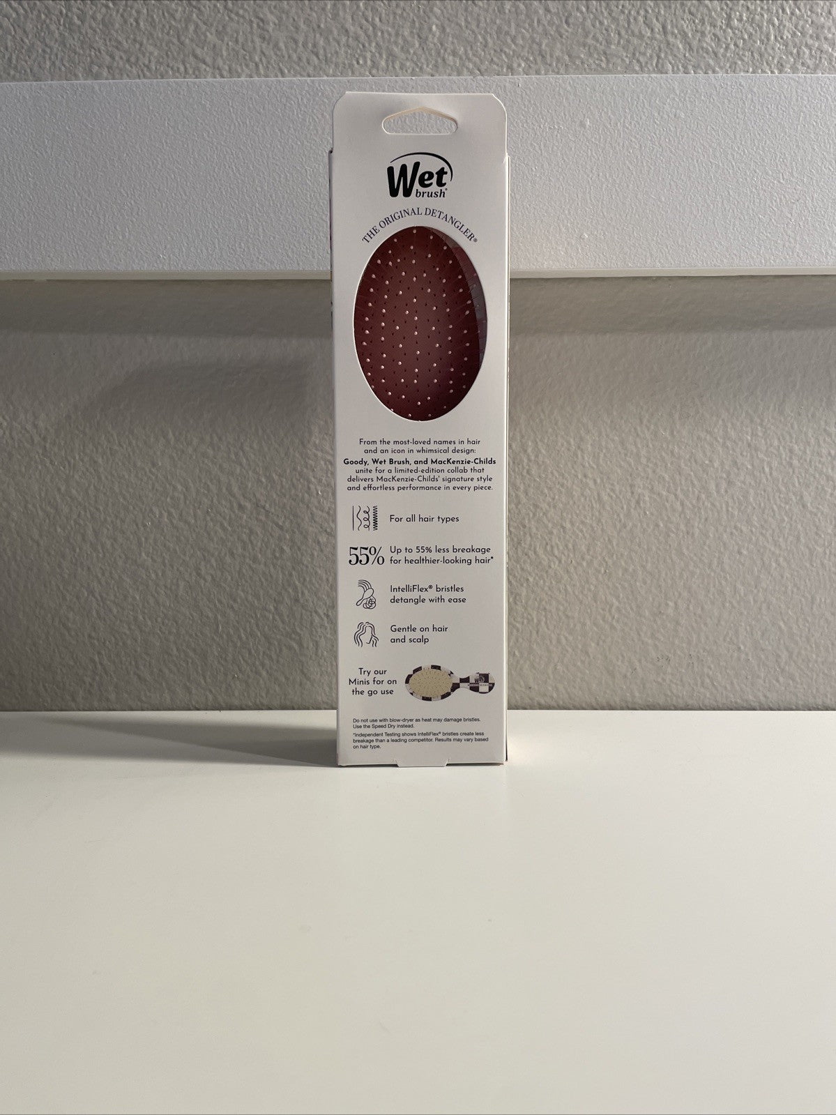Wet Brush Detangler Hair Brush with Pink Rosy Check Pattern - New