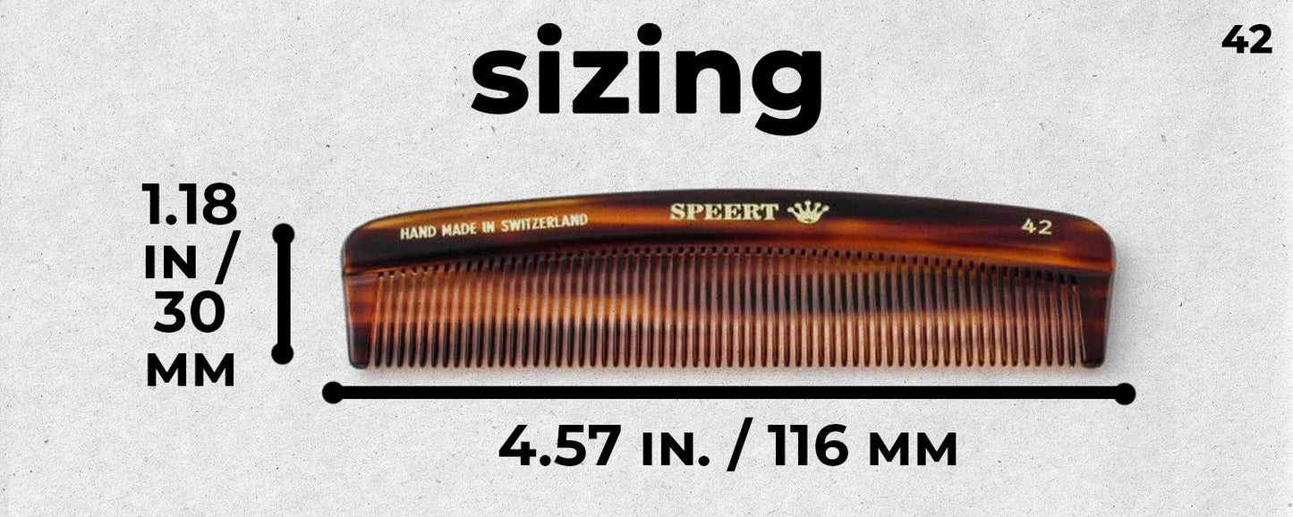 Handmade Swiss Cellulose Acetate Comb - Tortoise Brown, 4.6 x 1.1 Inches