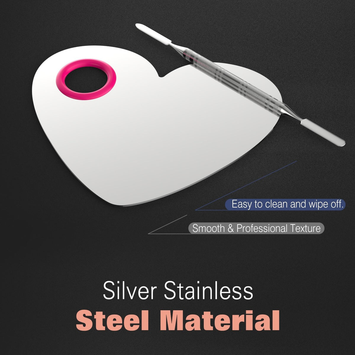 Heart-Shaped Makeup Mixing Palette Stainless Steel Cosmetic Tool