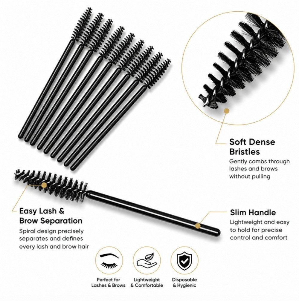Disposable Mascara Wands Set - 100 Pcs Eyelash & Brow Applicators