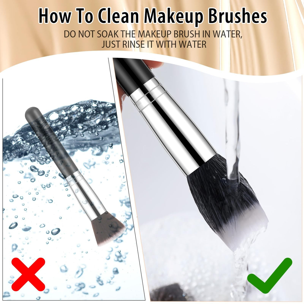10 Pcs Flat Top Foundation Makeup Brushes - Liquid Face Brush Set