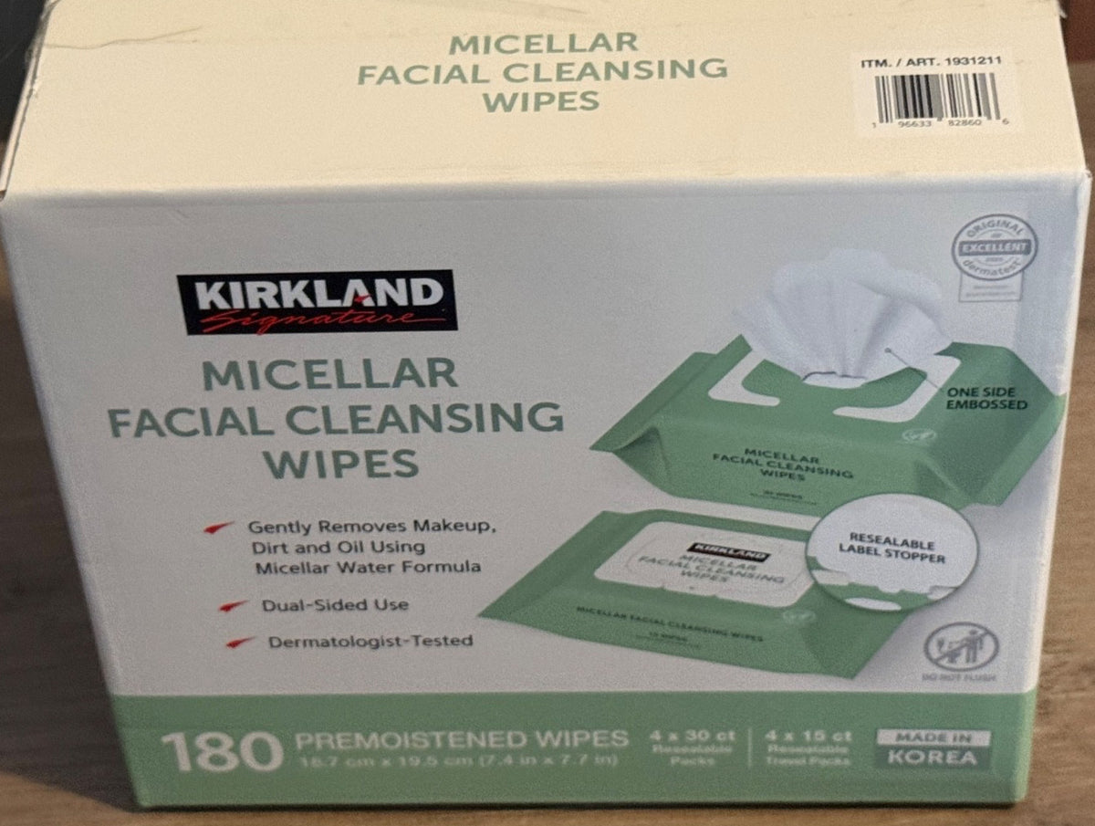Micellar Facial Cleansing Wipes - Makeup Remover & Skin Care, 180 Count