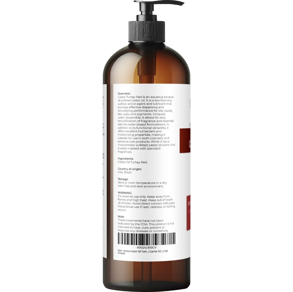 Castor Oil Turkey Red - 16 fl oz | Pure Cold Pressed