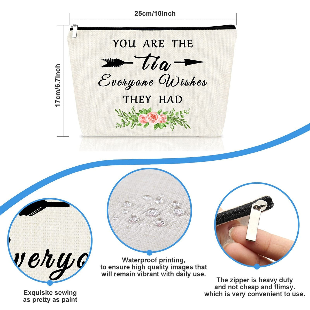 Personalized Aunt Makeup Bag - Niece & Nephew Gift Travel Cosmetic Organizer